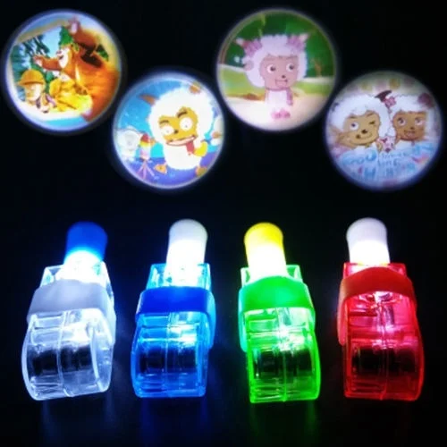 

5Pcs Kids LED Light Flashing Finger Rings Plastic Projector Toys Plastic Night Light Torch Toys Christmas Gift Color Random