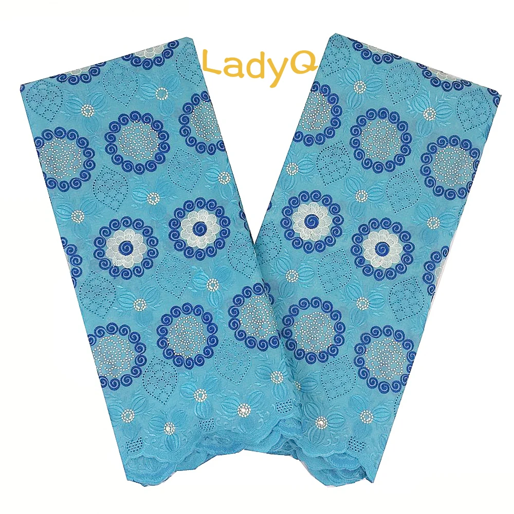 LadyQ Aso Ebi белая нигерийская кружевная ткань для свадьбы 2018 Хлопок Вышитая