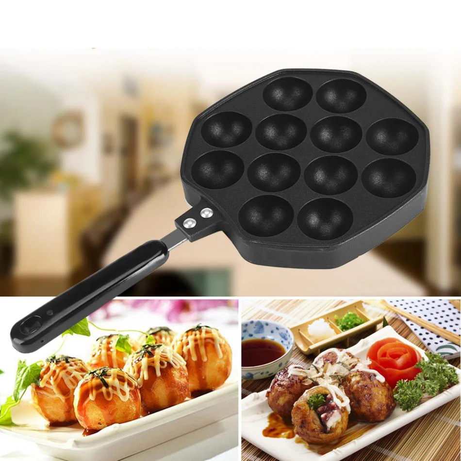 Алюминиевая антипригарная плита-Осьминог Takoyaki с 12 емкостями форма сделай сам для