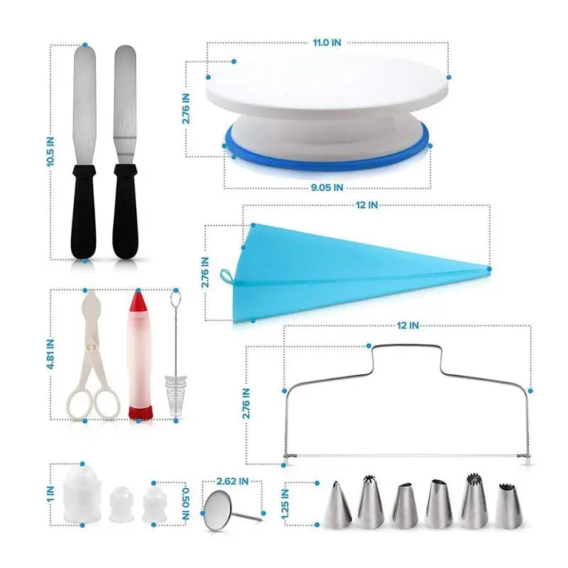 106pcs/set Multi-function Cake Decor Kit Turntable Set Pastry Tube Fondant Tool Kitchen Dessert Baking Supplies A35 |