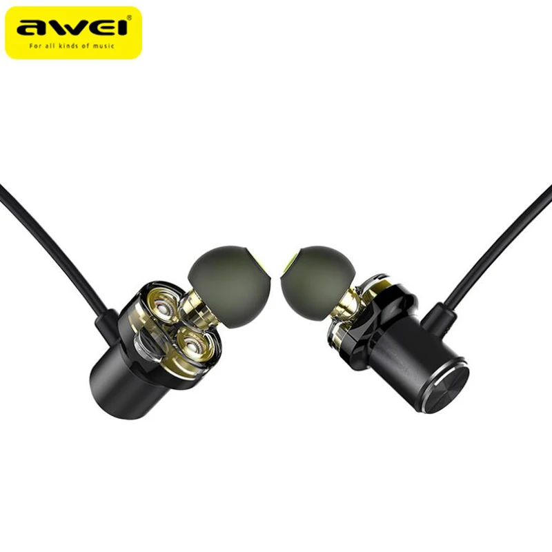 Беспроводная Bluetooth-гарнитура AWEI X650BL двойные динамические наушники с шейным