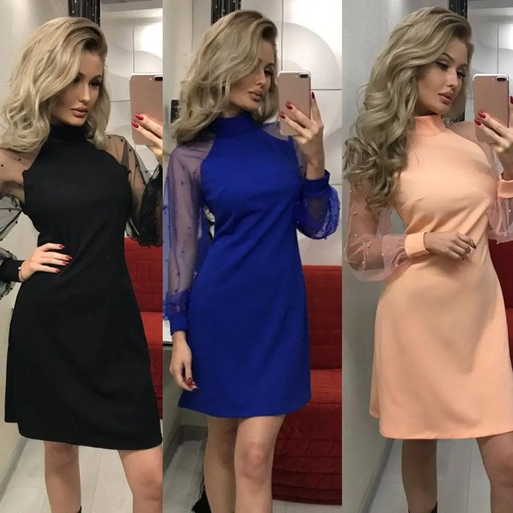 Новые модные женские повседневные Лоскутные с длинным рукавом Повседневные