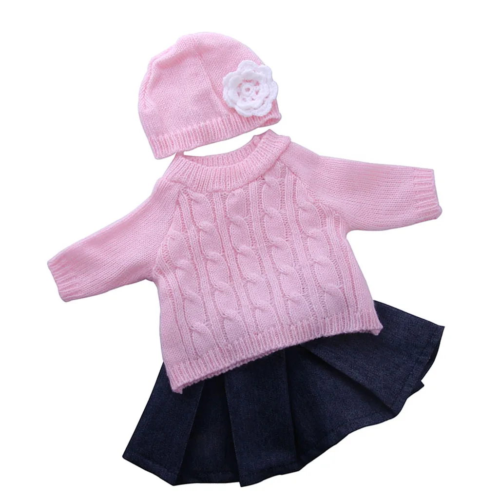 Модный комплект из 3 предметов Одежда для куклы Свитер Топ Шляпа Плиссированная