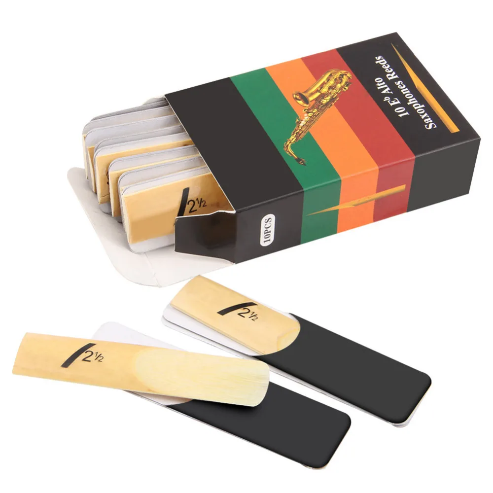 HOT-10Pcs альтсаксофон, Саксофон Reeds Classic Alto Reed для рийина саксофона 2,5 сила 2 1/2 музыка Рождественский подарок музыкальный инструмент