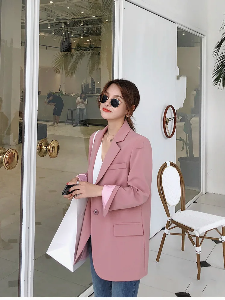 Блейзеры с вырезами на одной пуговице однотонные длинными рукавами в винтажном