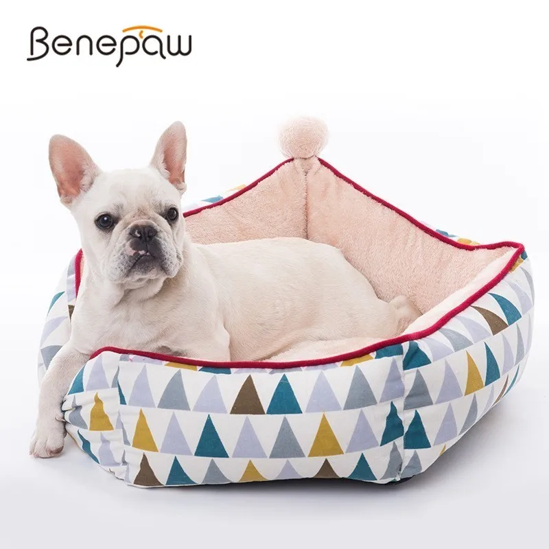 Моющаяся кровать для маленьких собак Benepaw 3 рисунка Коралловая флисовая щенков