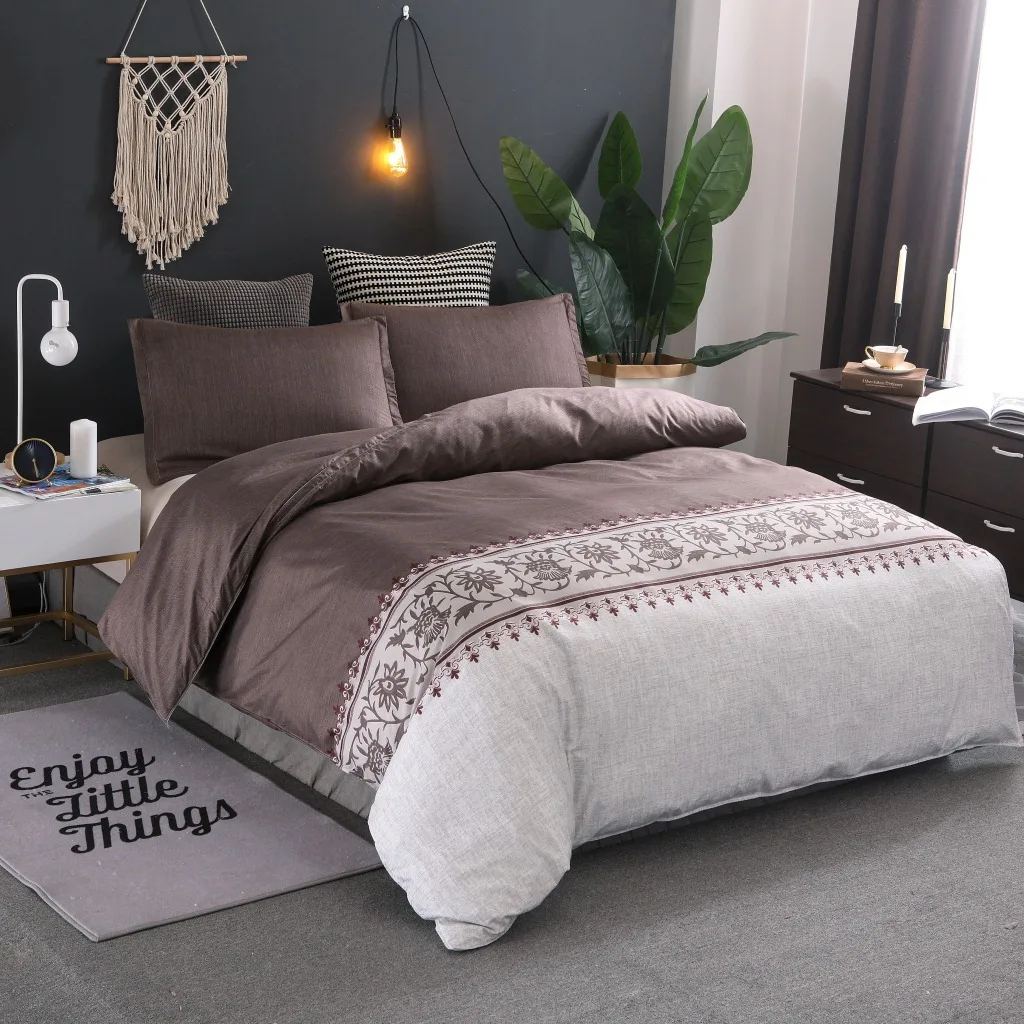 Bohemia style Duvet Cover plain color pattern retro 2/3pcs Sets Soft Polyester Bed Linen Flat Pillowcase | Дом и сад