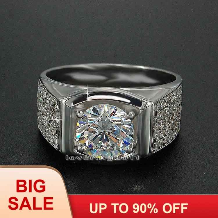 Кольцо мужское с фианитом 3 карата 5 А Размер 7 13|wedding band ring|band ringwedding |