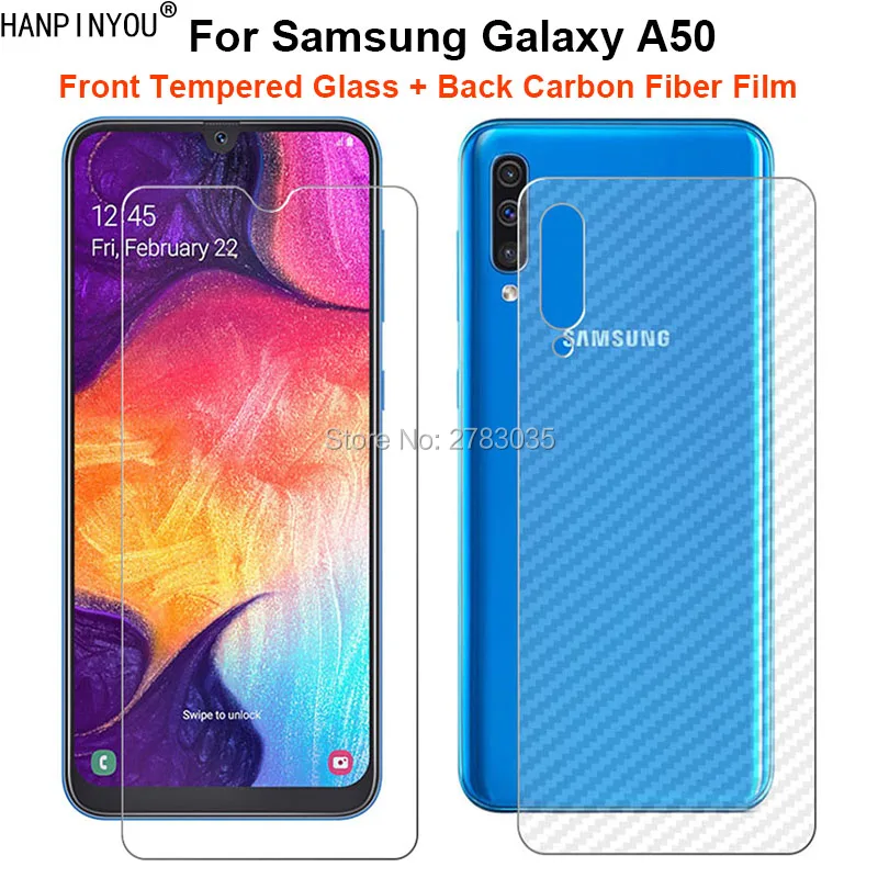 Для Samsung Galaxy A50 SM A505F 1 набор = мягкая задняя углепластиковая пленка + ультратонкое
