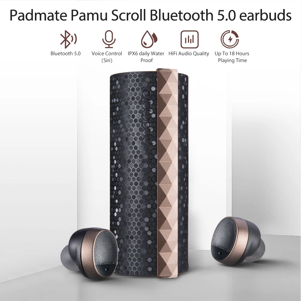 Padmate PaMu прокрутка мини беспроводные наушники IPX6 водонепроницаемые Bluetooth 5 0 стерео