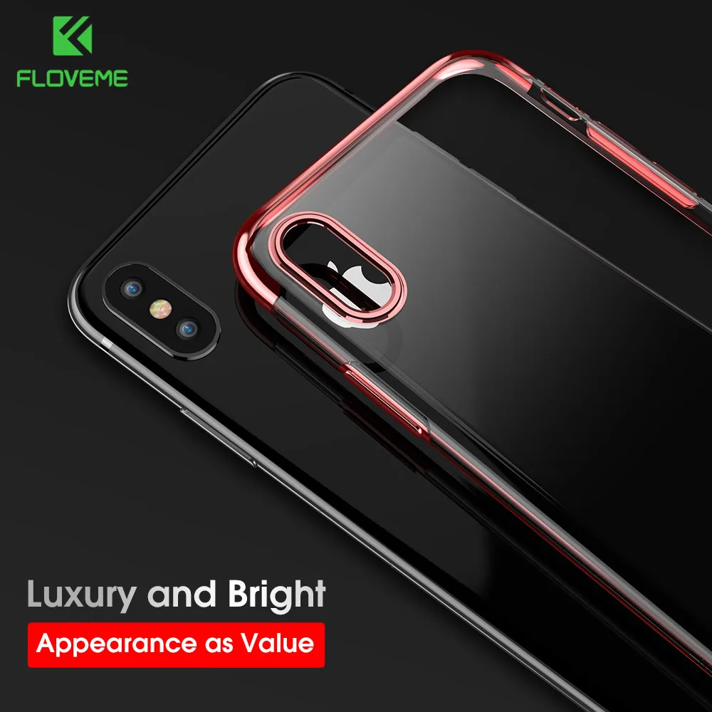 FLOVEME Transparent Case For iPhone 8 7 6 6S Original Cases Soft Frame Cover 10 X Plus Capinhas Accessories |