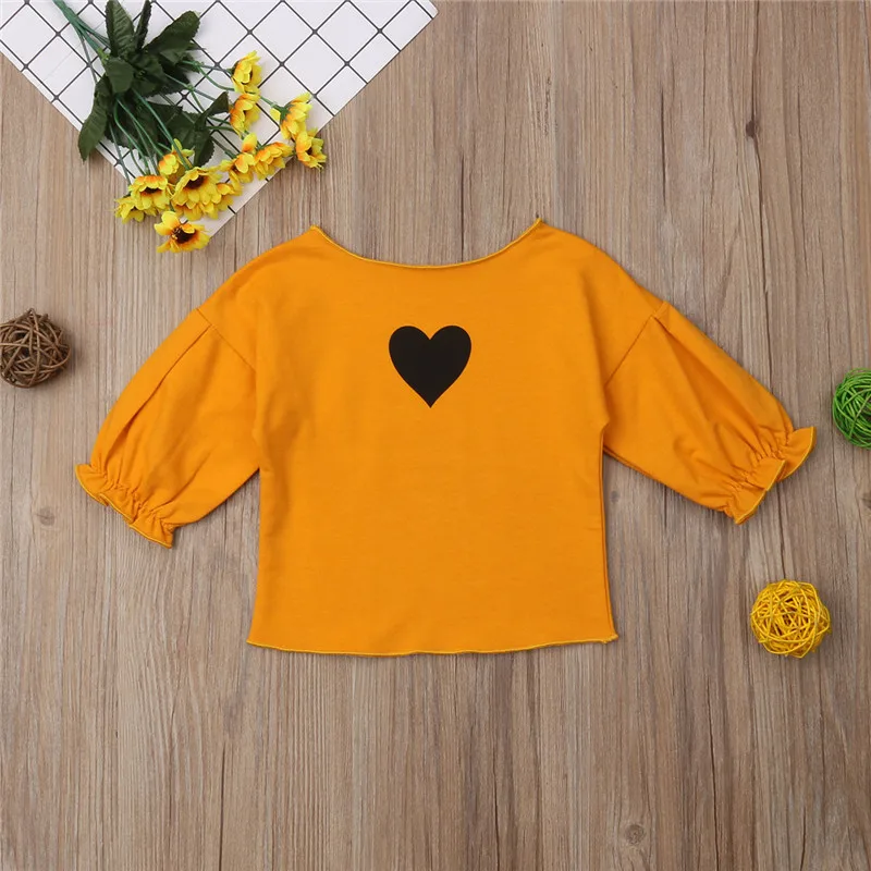 1-5Y Kids Children Girls T-shirt Autumn heart print Long Sleeve cotton Outfit Tee Tops for teenager baby girl Clothes t shirt | Детская