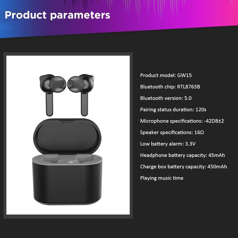

Best Touch True Wireless Headphones Bluetooth 5.0 Earphone 5H Music Time Mini TWS Sport Earbuds For Xiaomi Airdots Style