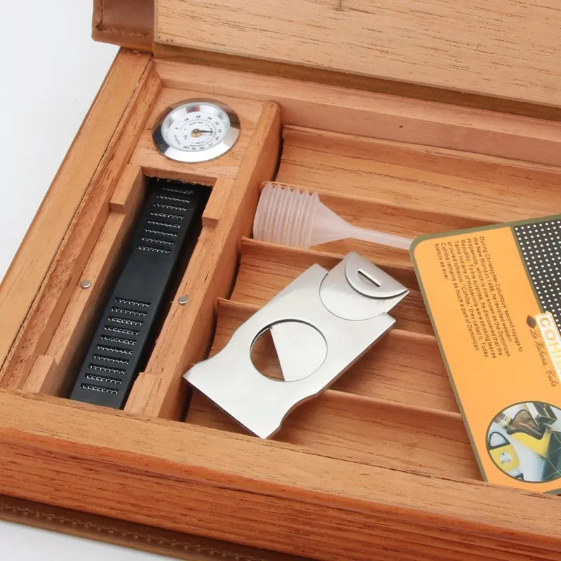 COHIBA Испании кедрового дерева коричневый кожаный сигарный хьюмидор сигары чехол