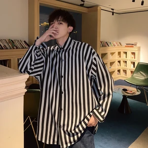 Новинка весна-лето 2019 корейская версия TheTide простая парная Повседневная Свободная хлопковая рубашка в черно-белую полоску