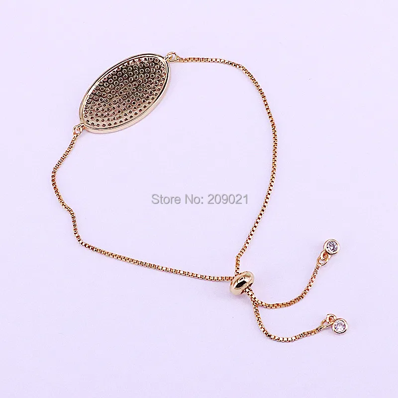 

6Pcs Fashion Oval Shape CZ Micro Pave Metal Charms Jewelry Connectors Bracelets For Women