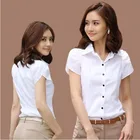 Женская белая рубашка с коротким рукавом, рабочая одежда, блузка на пуговицах для офиса, топы 4XL размера плюс