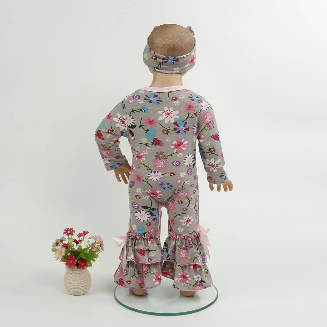 Детский хлопковый комбинезон с оборками цветочным принтом|Ромперы| |