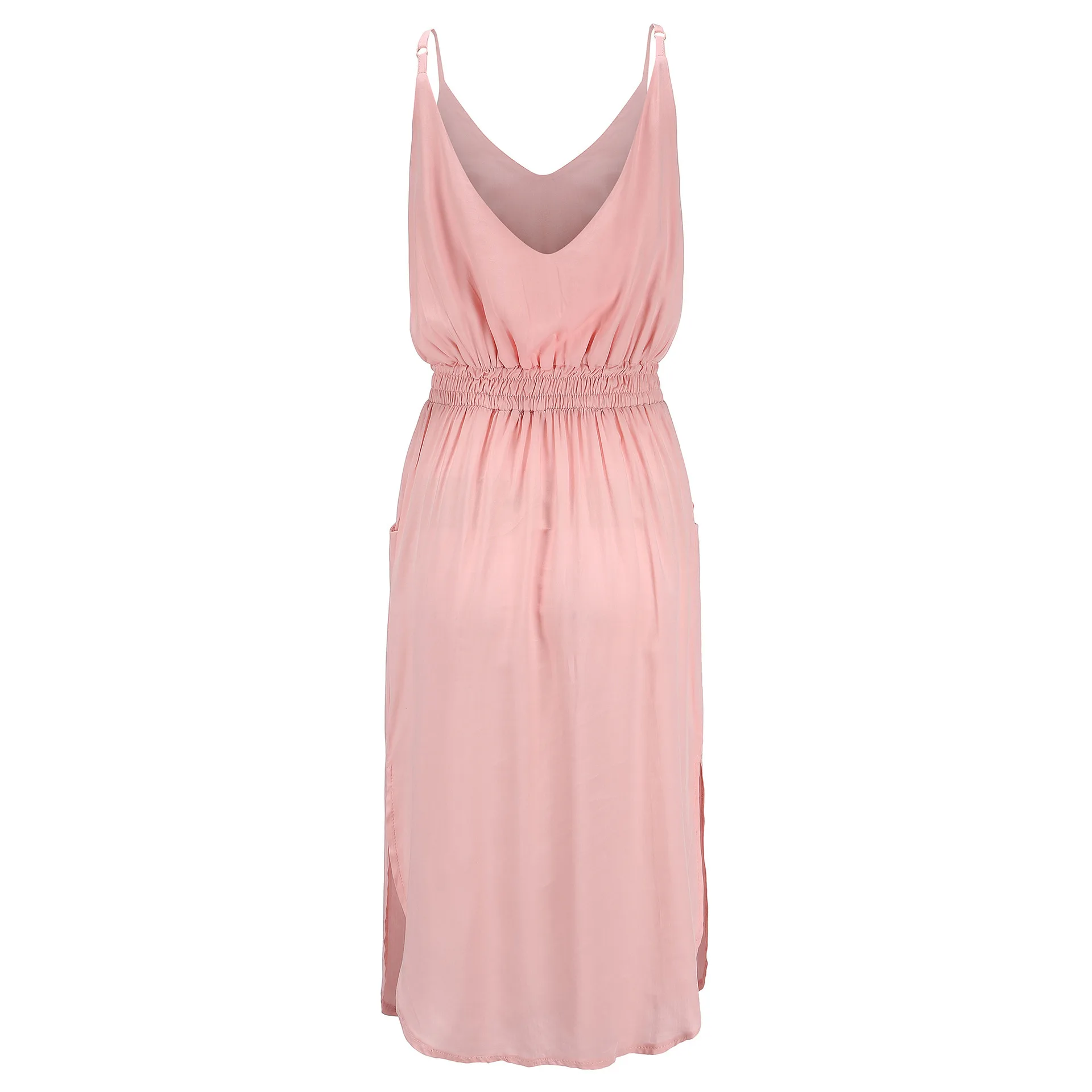 2019 Lace Up Casual Beach Dress Women Fashion Pink Midi Summer Tank Dresses Vestidos | Женская одежда