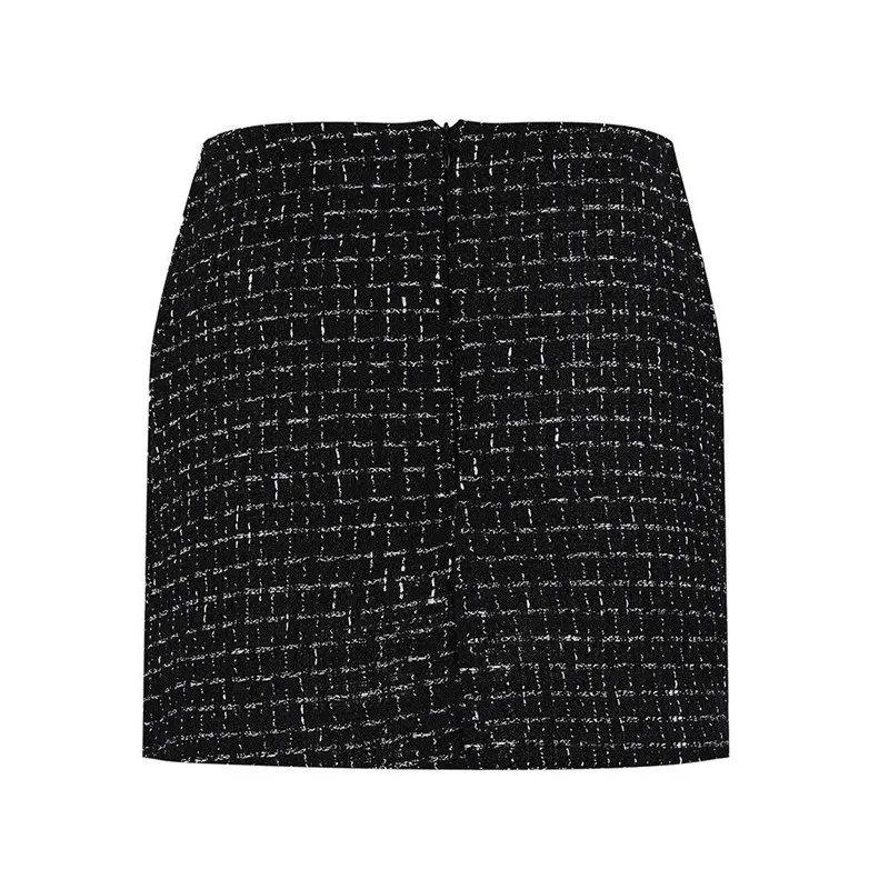 Winter Women Fashion High Waist Skirt Wool Button Plaids Tweed Mini A-Line New Girl Skirts | Женская одежда