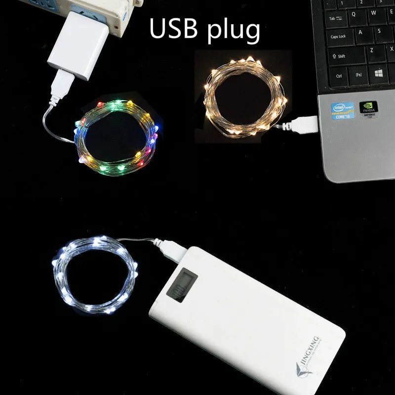 Usb led медная проволочная струна 2m20 лампа для спальни чистая красная красочная