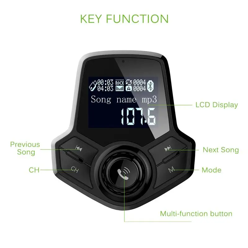 Onever QC3.0 FM передатчик MP3 аудио беспроводной Bluetooth Handsfree автомобильный комплект Aux