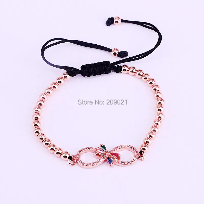 10Pcs Mix Color 4mm Brass Bead Strand Bracelets Pave Cz 8 Shape Macrame Braiding Rope Bracelet Jewelry | Украшения и аксессуары