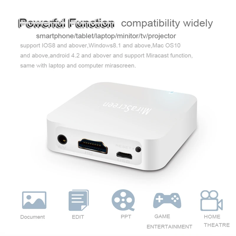 Для Mirascreen X7 ТВ Зеркальная Наклейка коробка переходник монитора с Wi Fi Am8252b Hdmi + av