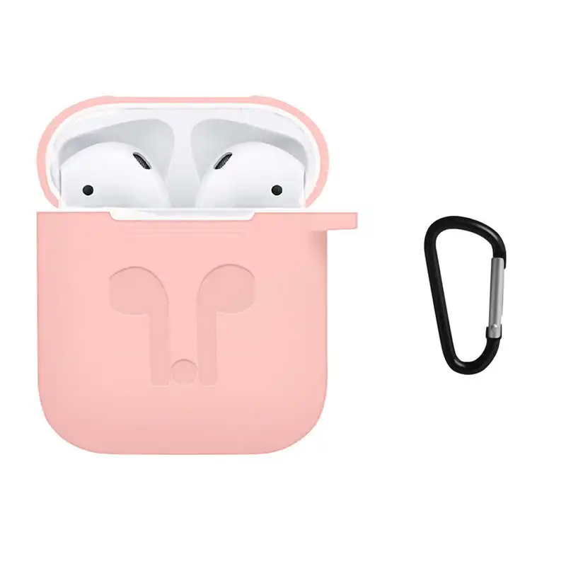 Силиконовый чехол Крышка с карабином из зернистой кожи брелок для Apple Airpods