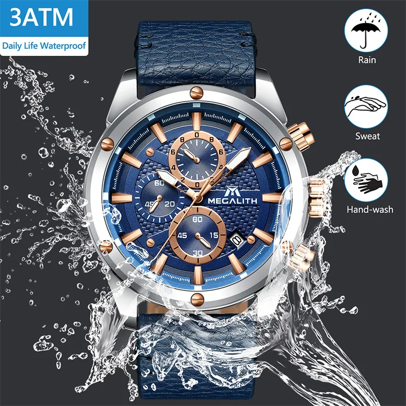 MEGALITH спортивные военные хронограф мужские часы водонепроницаемые Reloj Hombre 2019