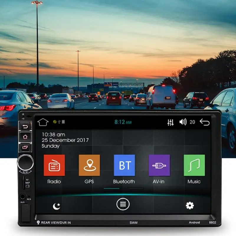SWM 8802 7 дюймов TFT сенсорный экран 2Din Android 7,1 четырехъядерный автомобильный MP5 плеер gps навигатор FM радио Bluetooth 3,0 WiFi USB