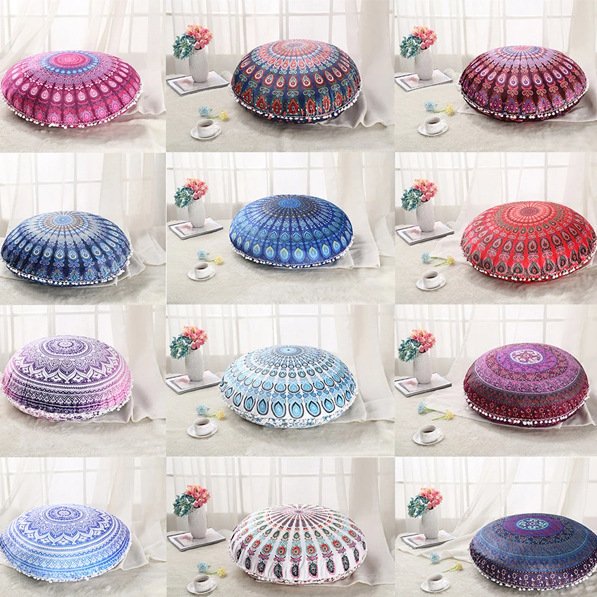 2017 красочная мандала Органическая Османская круглая подушка для медитации в