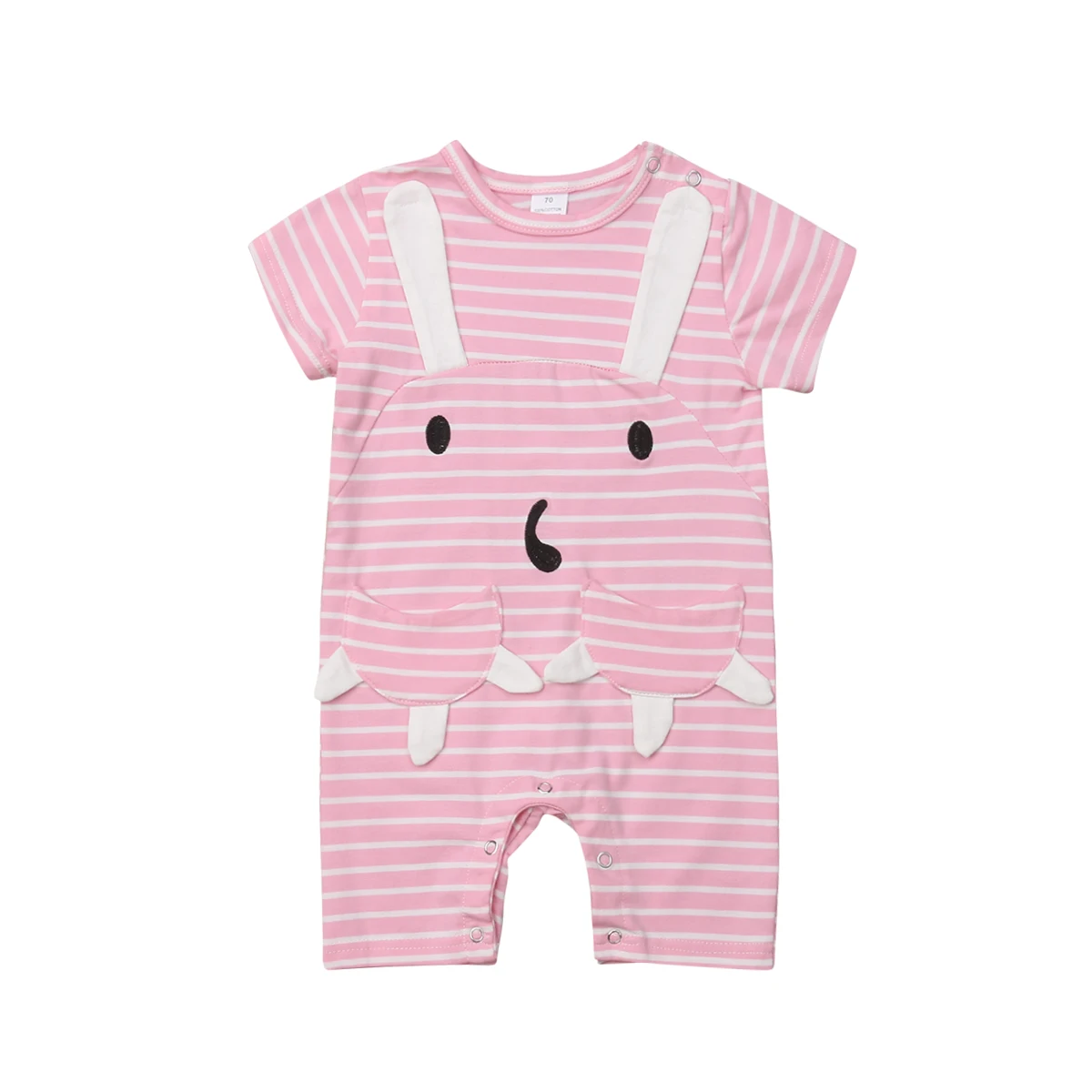 3D Cartoon Baby One-pieces Newborn Boy Girl Rompers Jumpsuit Short Sleeve Cotton Playsuits Kids Striped Clothes | Детская одежда и