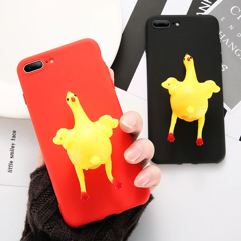 KISSCASE 3D antistress Phone Case Squeeze Chicken Lay Egg For iPhone7 7Plus for iphone 6 6S 6P Plus |