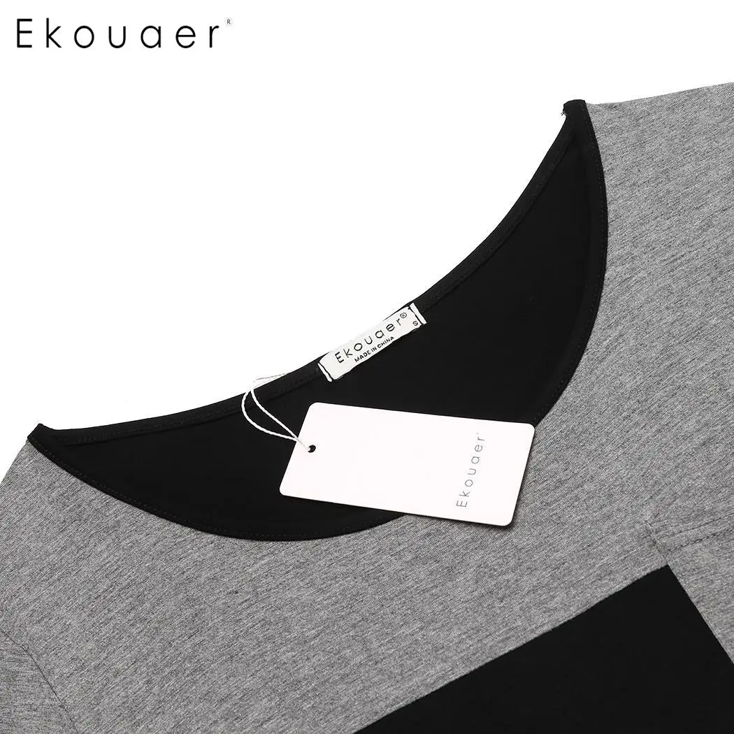 Ночная рубашка Ekouaer женская летняя с о вырезом и коротким рукавом|Ночные сорочки