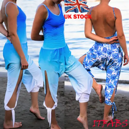 Женский комбинезон без рукавов с широкими штанинами одежда для клуба лето