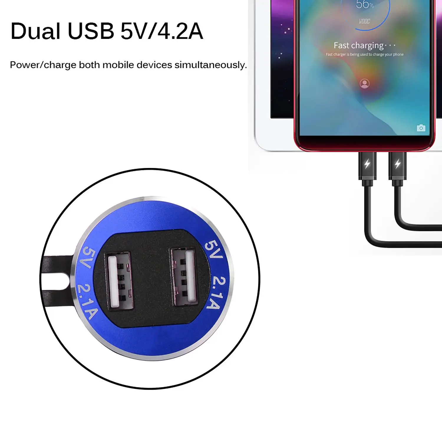 Двойное зарядное устройство USB корпус из алюминиевого сплава мотоцикл 12-24 В 4 2 А