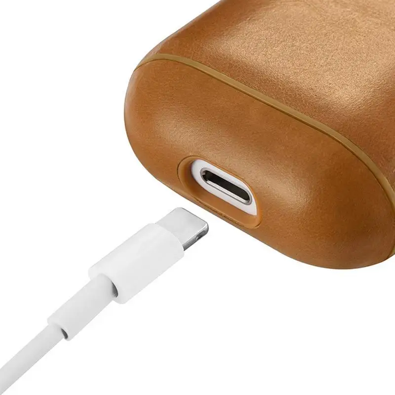 2019 натуральная кожа чехол для гарнитуры защитный AirPods зарядки новый