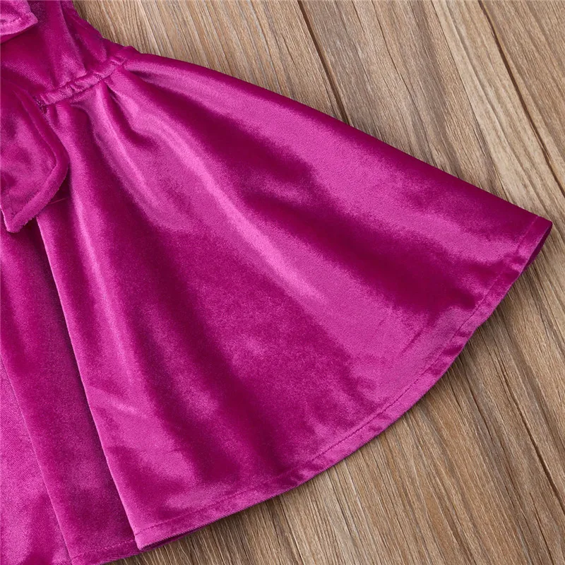 Emmababy Kids Baby Girl Velvet Dress Girls Bow Fashion Solid Dresses Sundress Clothes baby 1-6T | Детская одежда и обувь