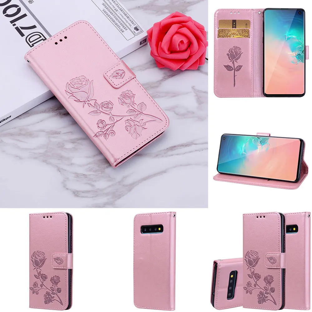 Кожаный чехол бумажник KISSCASE с цветком для Samsung Galaxy S10 Plus A7 A8 A9 2018 мягкий отделением