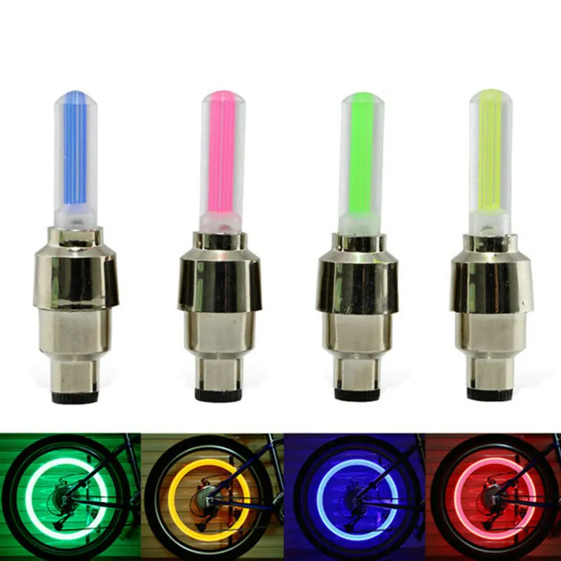 2pcs Bicycle Tire Valve Lights Cycling Wheel Caps LED Lantern Bike Spokes Lamp Accessories Color blue Green Pink Yellow | Спорт и