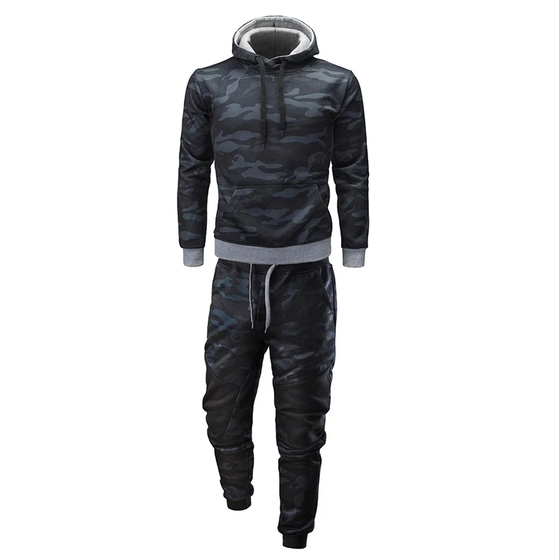 Uniqstore Camouflage Jackets Set Men Camo Printed Sportwear Male Tracksuit Top Pants Suits Hoodie Coat Trousers Autumn Winter | Мужская