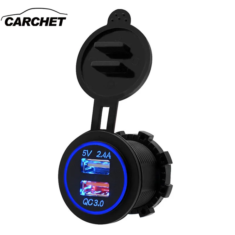 CARCHET автомобильный мотоцикл RV супер быстрая зарядка QC 3 0 двойной USB Авто ATV телефон