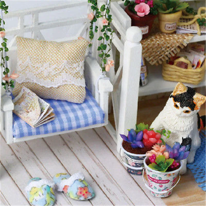 New Doll House Furniture Kits DIY Wood Dollhouse Miniature with LED+Furniture Cover Cozy house room | Игрушки и хобби