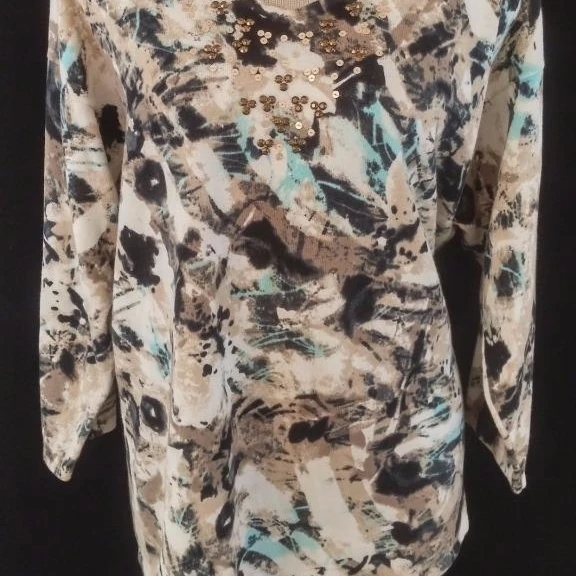 JM коллекция свитер женский Размер M Средний коричневый цветочный вязаный Топ |