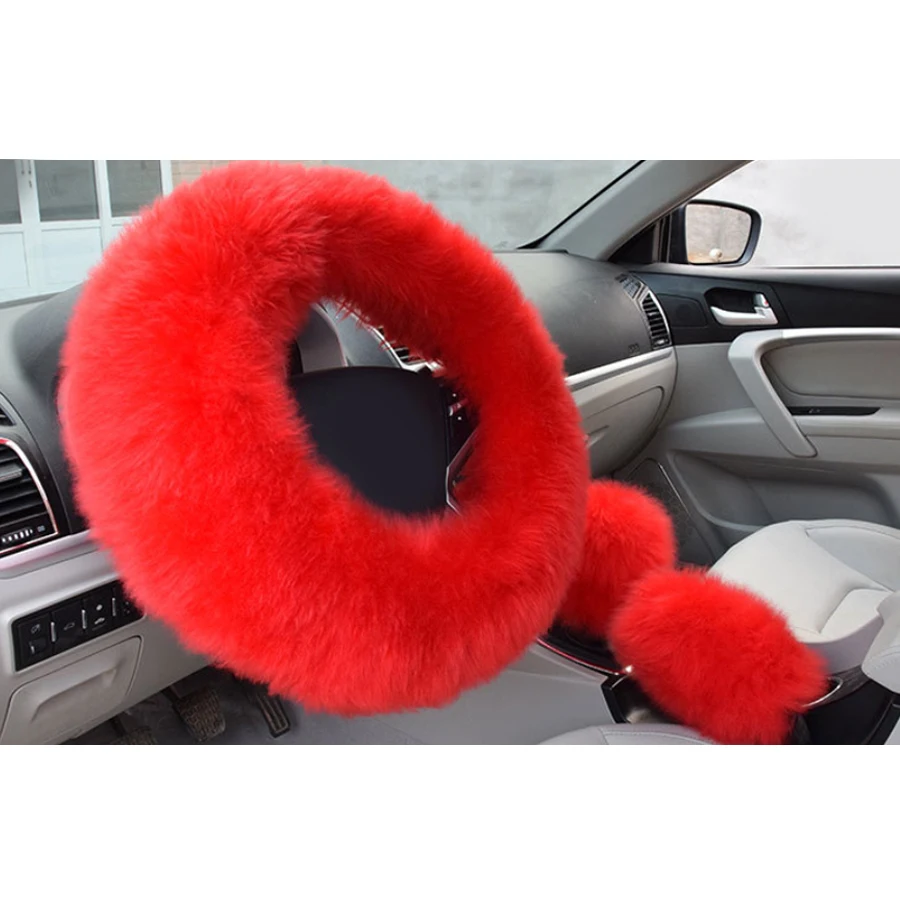 Чехлы на руль мягкий длинный пушистый чехол + крышка ручного тормоза шестерни 1