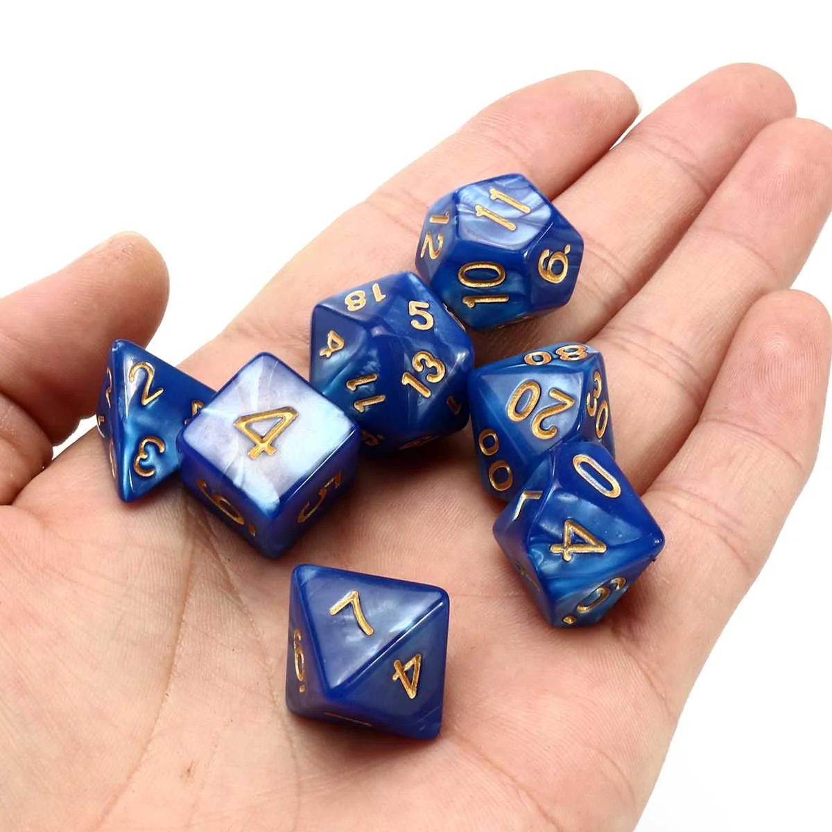 7 шт./компл. d4-d20 кубиков черные перламутровые многогранные кубики с набором в