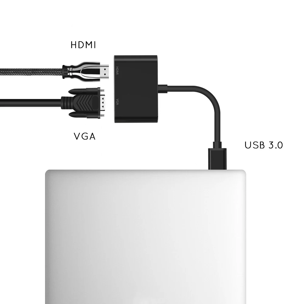 USB 3 0 к HDMI VGA 1080P HD 2 в 1 концентратор конвертер для ноутбука HDTV проекторы мониторы