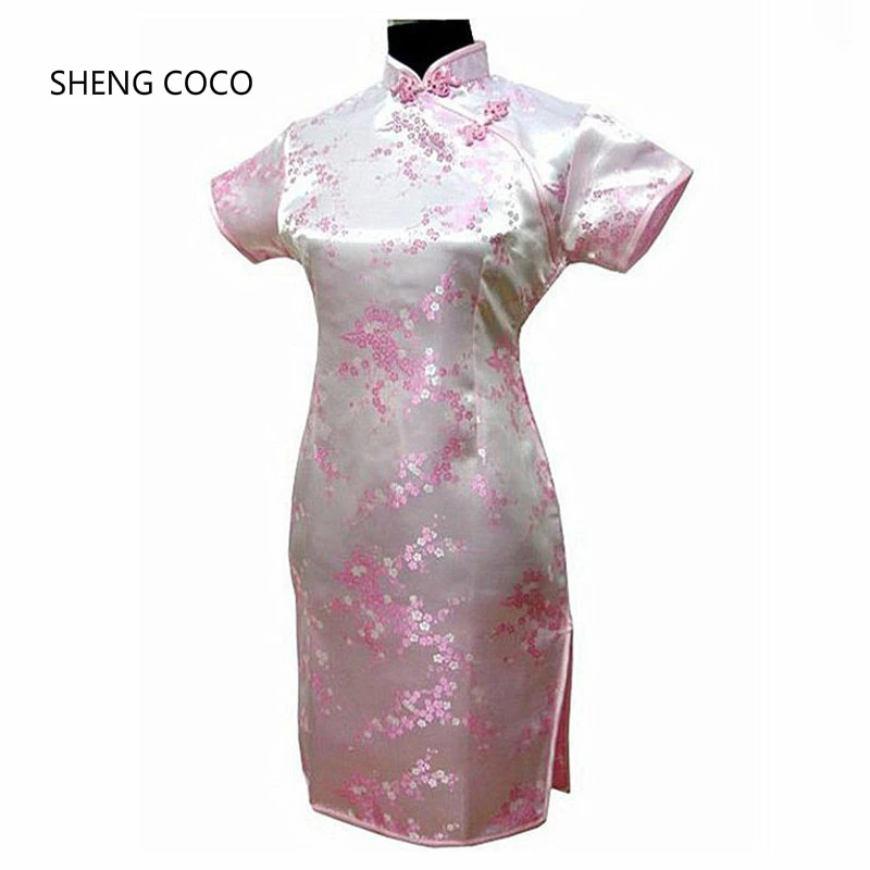 SHENG COCO традиционное китайское платье Mujer Vestido женское атласное Qipao Мини Cheongsam
