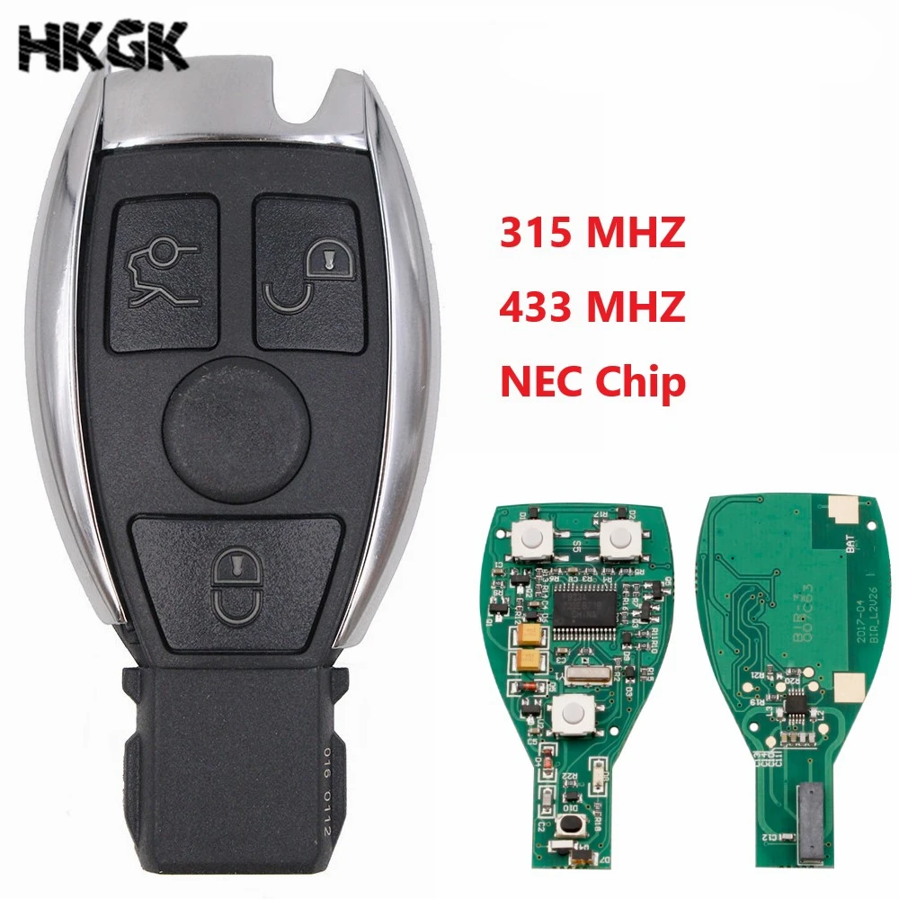 

10pcs/LOT 3Buttons Smart Remote Key Keyless Fob For Mercedes Benz after 2000+ NEC&BGA replace NEC Chip 315mhz/433mhz